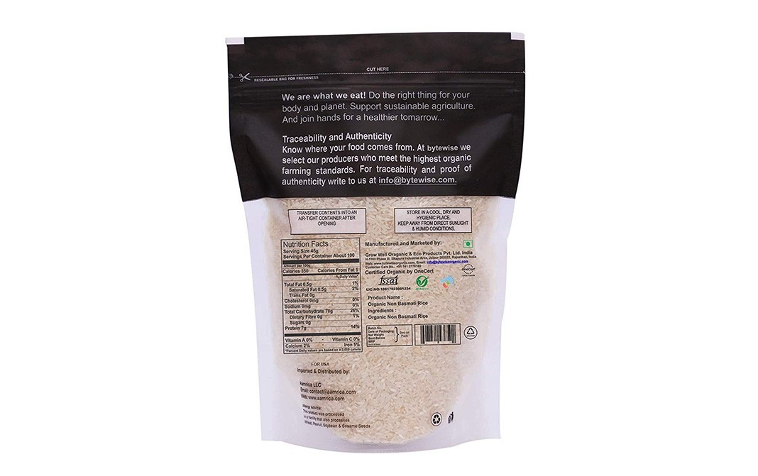 Bytewise Organic Rice Sona Masuri-White    Pack  1 kilogram